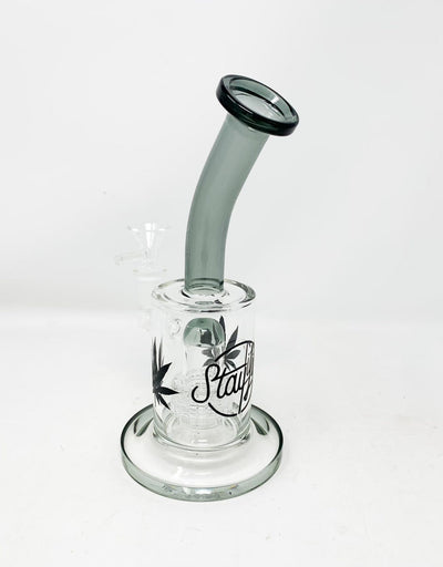 StayLit Carbon Fiber 8.5in Bent Neck Glass Water Hand Pipe/Dab Rig