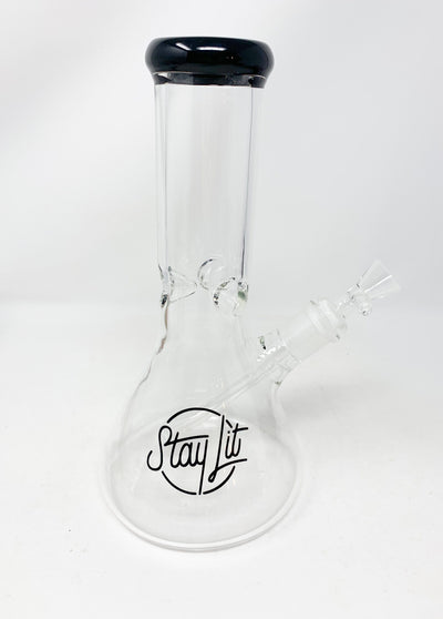 Black StayLit 10in Beaker Glass Water Pipe/Bong