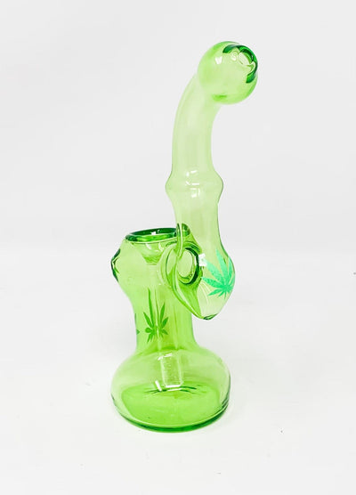 Green Weed Leaf Glass Hand Pipe/Bubbler